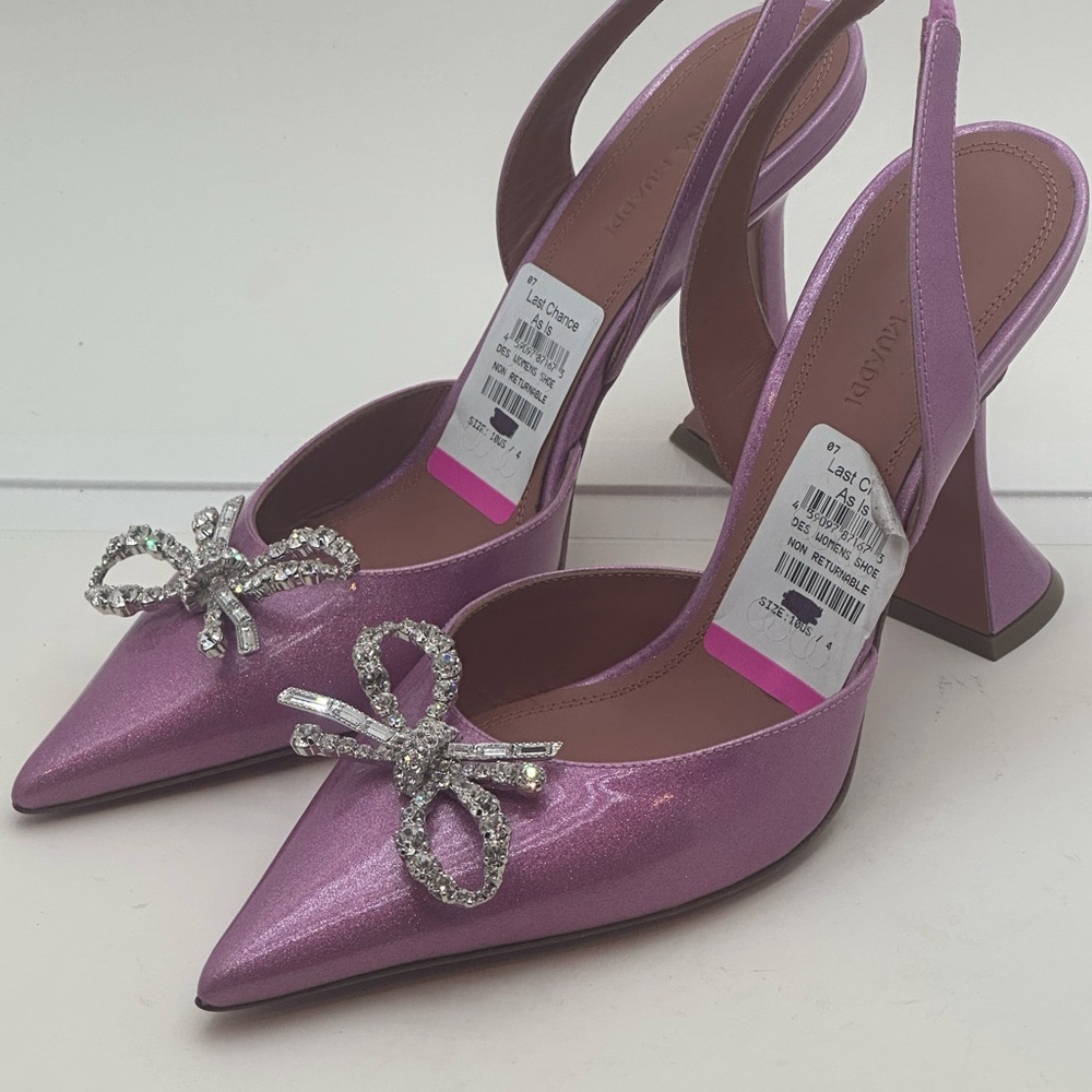 Elegant Lavender Slingback Heels with Bow by Amina Muaddi